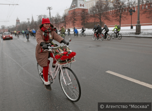 Зимний велопарад в Москве. 